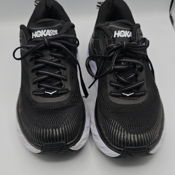 Hoka One One Men's Black and White Athletic Shoes *wear at top of laces -see pic
